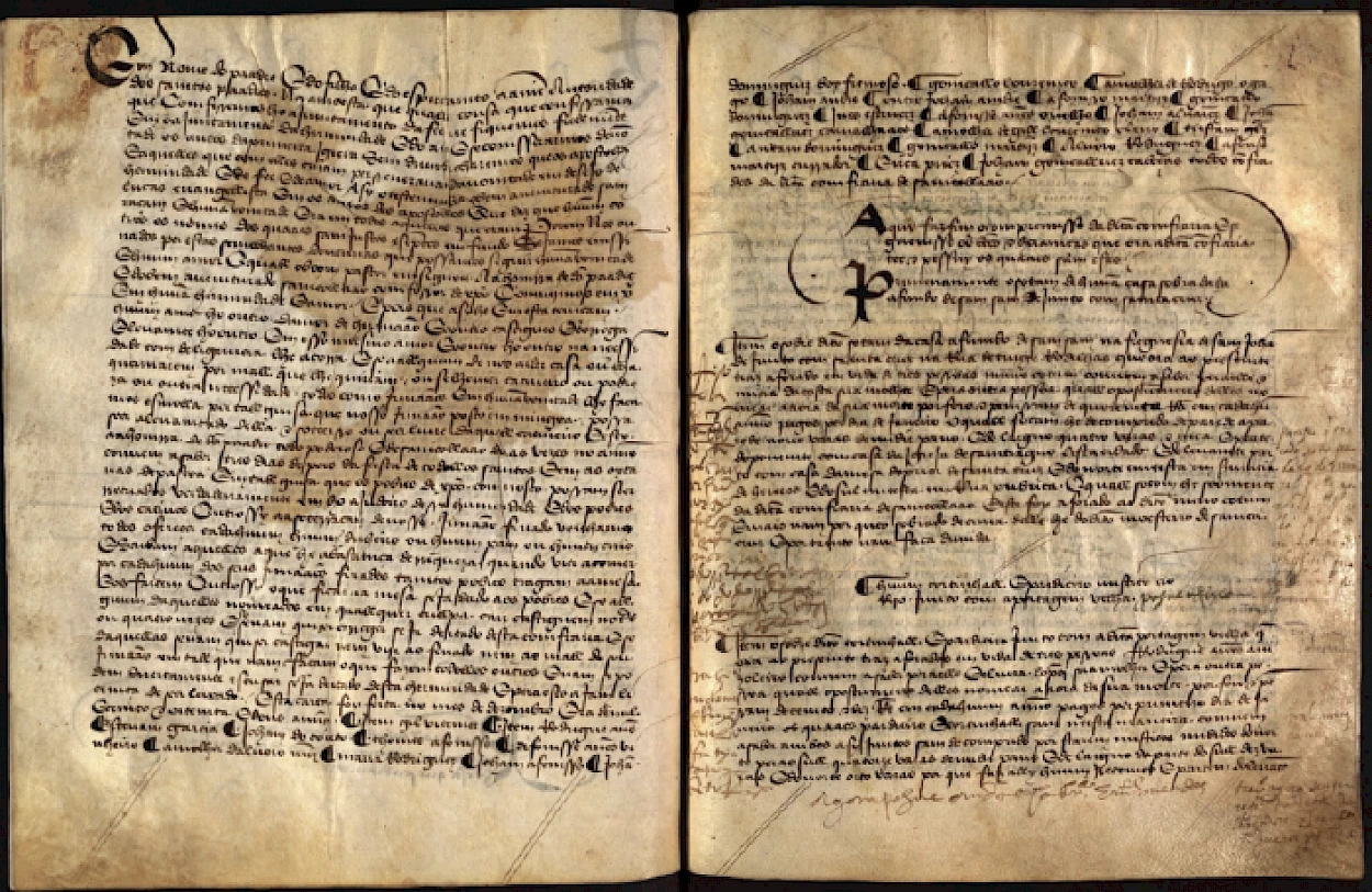 Fig. 1 - Compromisso da Confraria de São Nicolau de Coimbra (1144, em traslado de 1503, pelo notário João Dias)