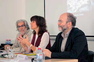 Da esquerda para a direita: Pires Laranjeira, Margarida Calafate Ribeiro e Roberto Vecchi